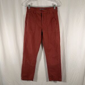 Joe's Jeans Women's 24 Solid Red Mid Rise Button Zip 100% Cotton Lightweight